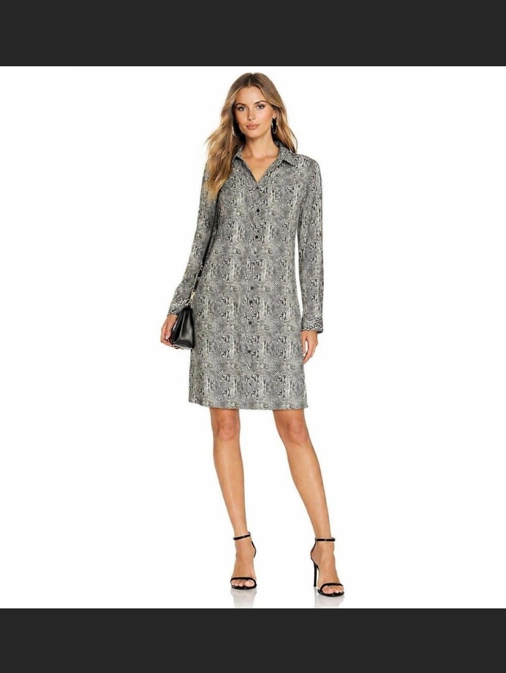 Norma Kamali Snake Print Jersey Shirt Dress Button Down Size S